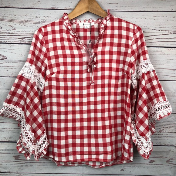 Red and White Checkered Top S, M and L - Picture 3 of 7